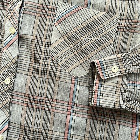 Vintage 70s 80s GAP Pastel Plaid Lightweight Button Down Blouse Top Shirt - Picture 6 of 13